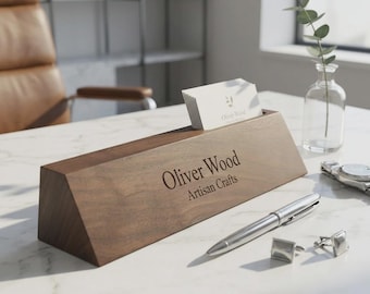 Personalized Wooden Desk Name, Desk wedge card holder, Customized Walnut desk name, Executive Personalized Desk Name Plate, wooden sign