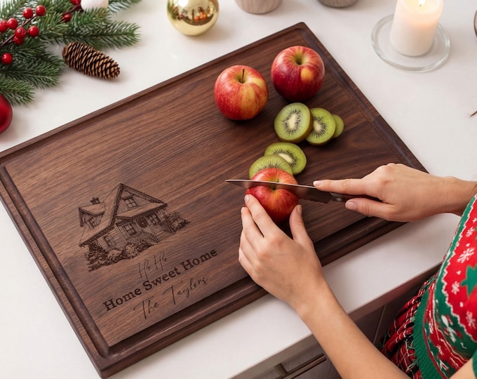 Personalized Engraved Cutting Board | Custom Christmas Gift for Couples | Charcuterie Kitchen Decor
