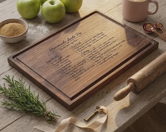 Handwriting Recipe Cutting Board, Personalized Engraved Gift for Mom
