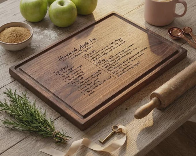 Handwriting Recipe Cutting Board, Personalized Engraved Gift for Mom