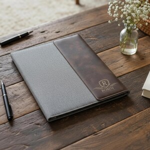 Personalized Vegan Leather Padfolio, Custom Monogrammed Professional Organizer, Graduation Office Gift For Him