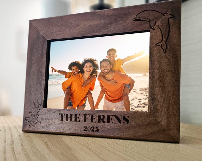Custom Picture Frame, Coastal Themed, Personalized Picture Frame, Customized Wood Photo Frame, Coastal Decor Gifts, Beach House Gift