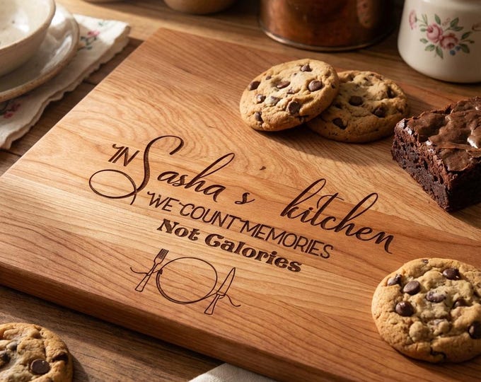 Personalized Cutting Board for Mom | "We Count Memories Not Calories" Charcuterie Board & Funny Kitchen Gift