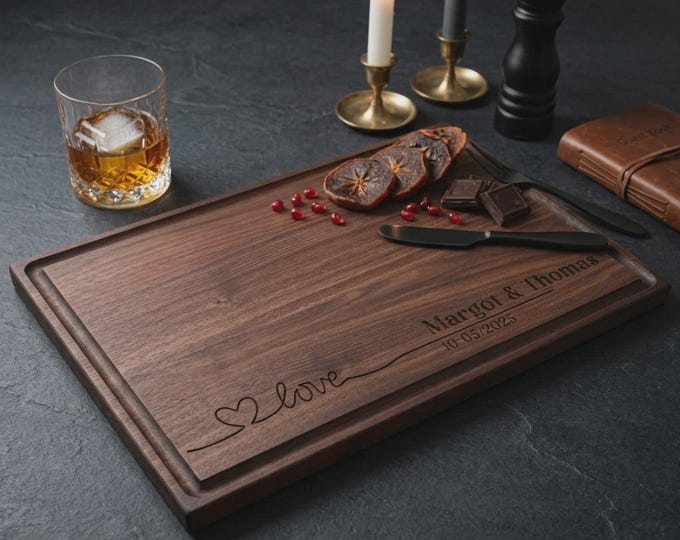 Personalized cutting board – Love-Inspired: Custom Engraved with Names & Date for Wedding and Anniversary Charcuterie Gift
