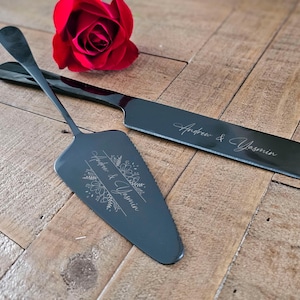 Personalized Wedding Cake Knife and Server Set: Laser Engraved with Four Color Options, Custom knife and server set, wedding gift Bild 10