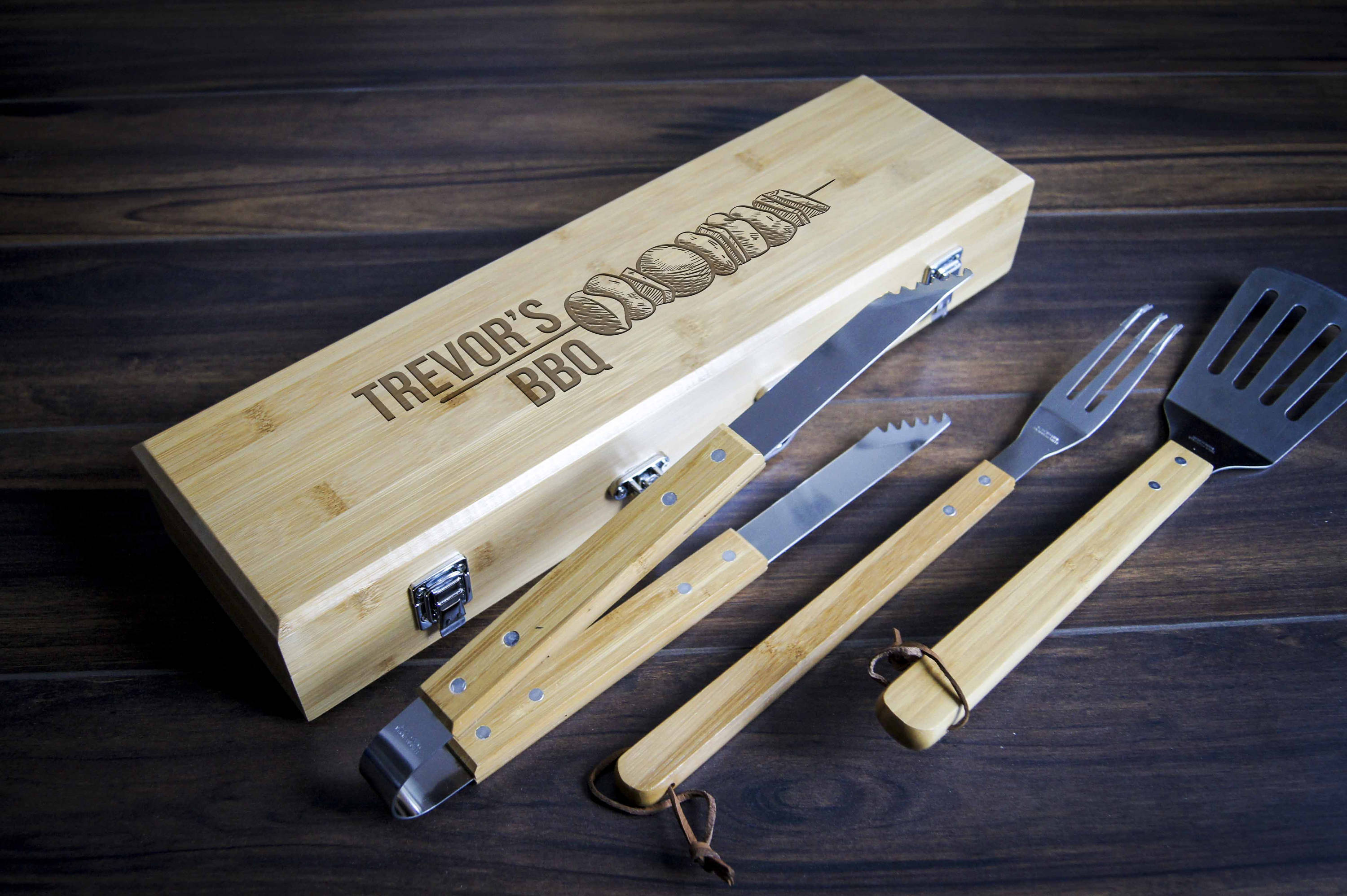 Personalized BBQ Set, Engraved BBQ set, Customized BBQ Utensil Set