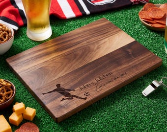 Personalized Soccer Cutting Board, Custom Football Player Charcuterie Platter, Sports Themed Husband Keepsake