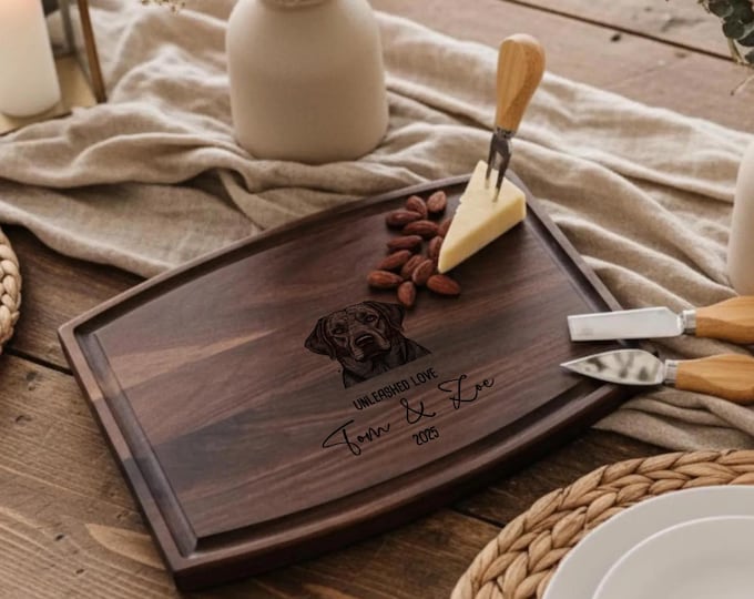 Personalized Cutting Board, Dog Lover Gift: Custom Engraved Charcuterie Board, Pet Lover Gift, Kitchen Gift, Couples Gift, Housewarming Gift