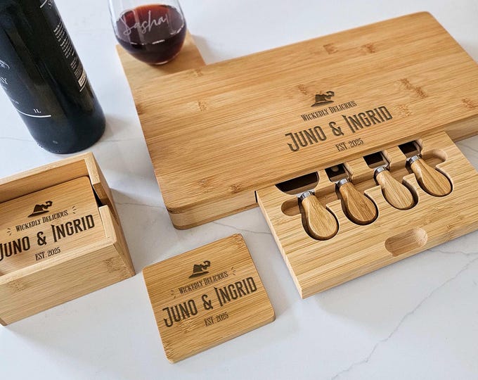 Personalized Engraved Cheese Board - Wickedly Delicious Design - Wicked Gift for Couples - Wedding or Anniversary Present - Kitchen Decor