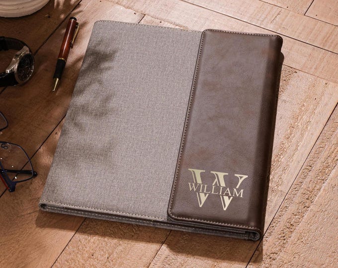 Personalized Leather Portfolio - Custom Notepad - Engraved Planner Pad: Graduation, Coworker, Colleague, Boss, Professional, Business Gift