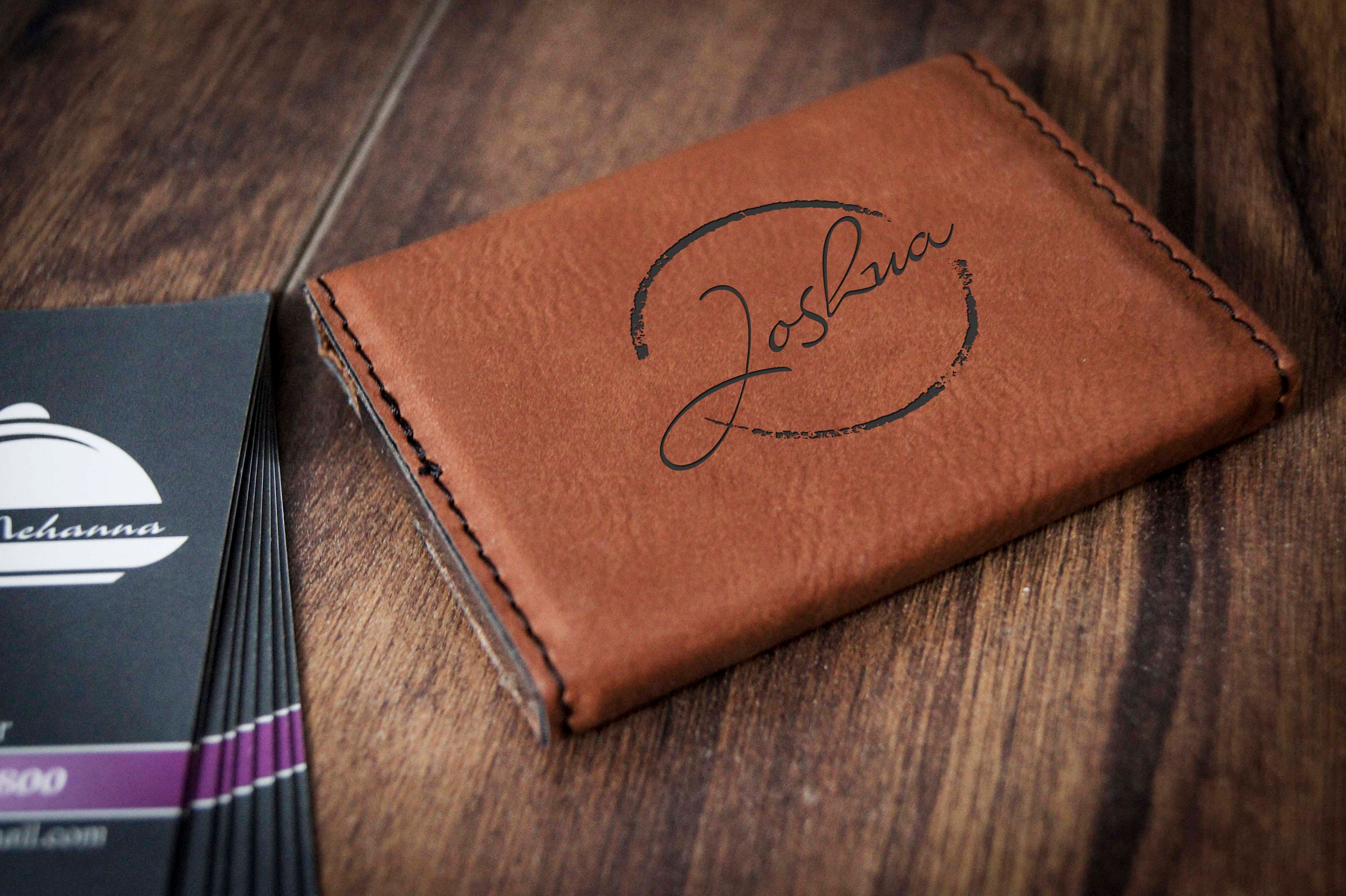 Customized Business Cards Holder Personalized Leatherette Etsy