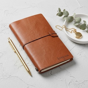 Journal personnalisé, journal personnalisé en similicuir, journal monogrammé, journal en cuir gravé, journal ligné, carnet personnalisé