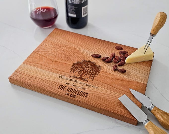 Personalized cutting board – Weeping Tree: Customized Charcuterie for Wedding, New Beginning, Housewarming, Anniversary Gift for the Couple