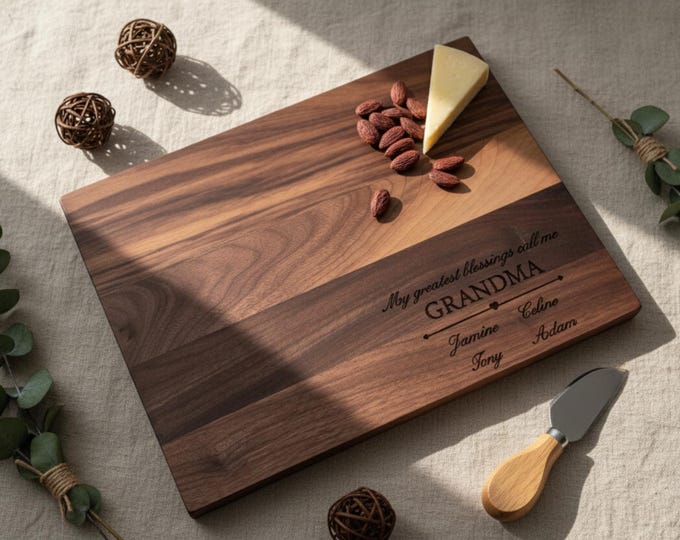Personalized Charcuterie Board – Grandma Gift: Custom Cutting Board | Present From Grandkids, Mother's Day, Hosting, Engraved Kitchen Decor