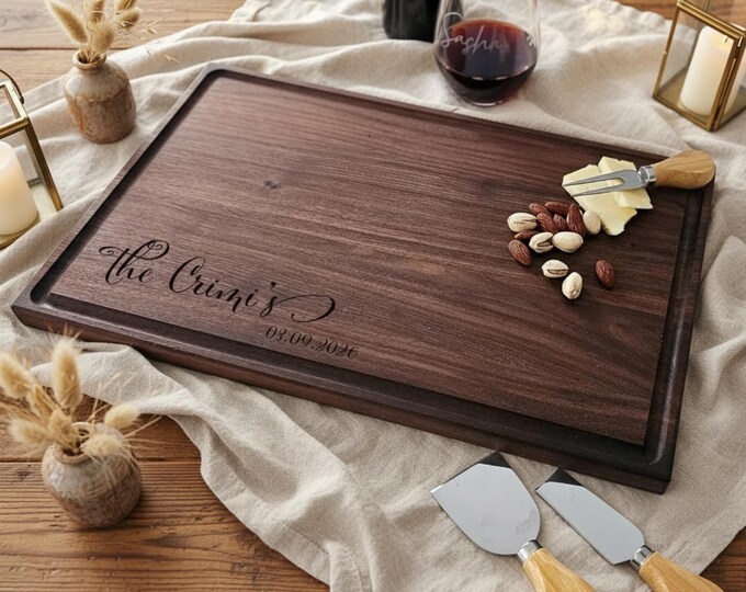 Personalized Family Cutting  Board – Custom Engraved Charcuterie Board Gift for Housewarming, Wedding, Anniversary, Engagement, and hosting