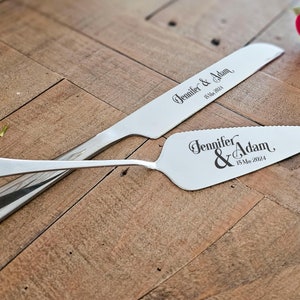 Personalized Wedding Cake Knife and Server Set: Laser Engraved with Four Color Options, Custom knife and server set, wedding gift image 8