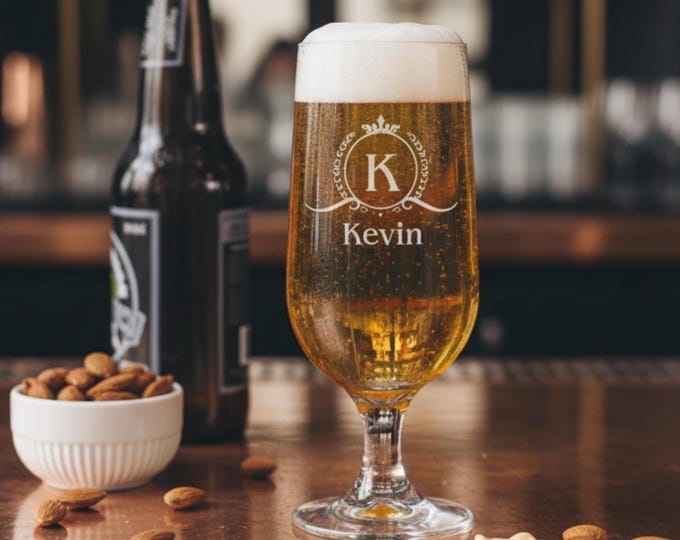Personalized Beer Glasses - Monogrammed Beer Glass: Custom Engraved Groomsmen Gift, Pilsner Beer Glass, perfect gift for groomsmen, Best man