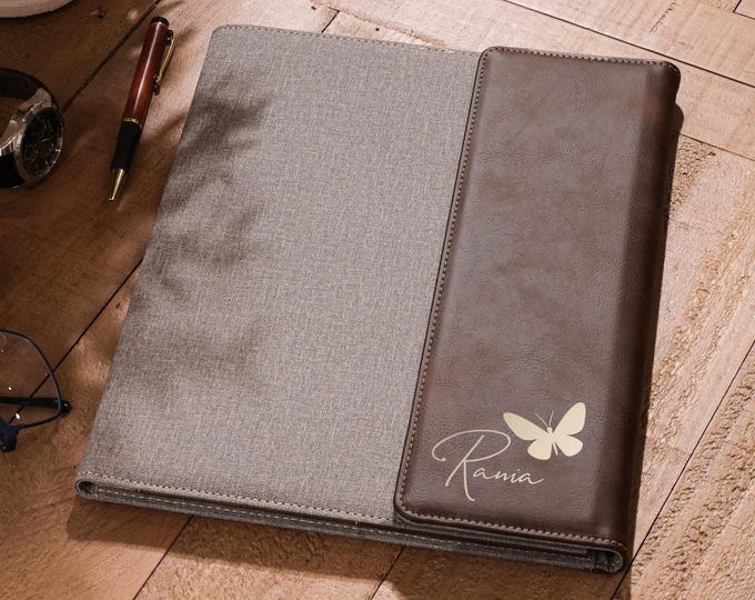 Personalized Leatherette Canvas Portfolios: Butterfly Themed, Personalized notepad, Custom portfolio, Graduation, Teachers, Coworker Gifts