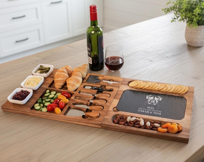 Personalized Charcuterie Set - Custom Engraved Cutting Board: Dog Lover Gift, Pet Cutting Board, Pet Photo Engraved, Puppy Gift