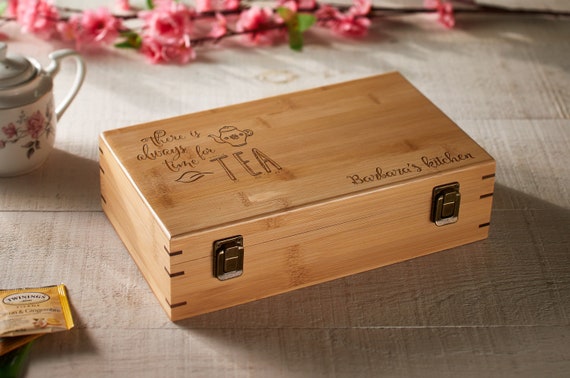 Boîte à Thé en Bambou Gravée : Idée Cadeau Personnalisée & Originale