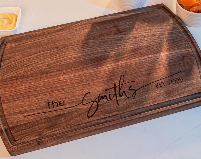 Personalized Charcuterie Board – Couple Engraving: Custom Cutting Board | Wedding, Housewarming, Engagement, Anniversary, Hosting Decor Gift
