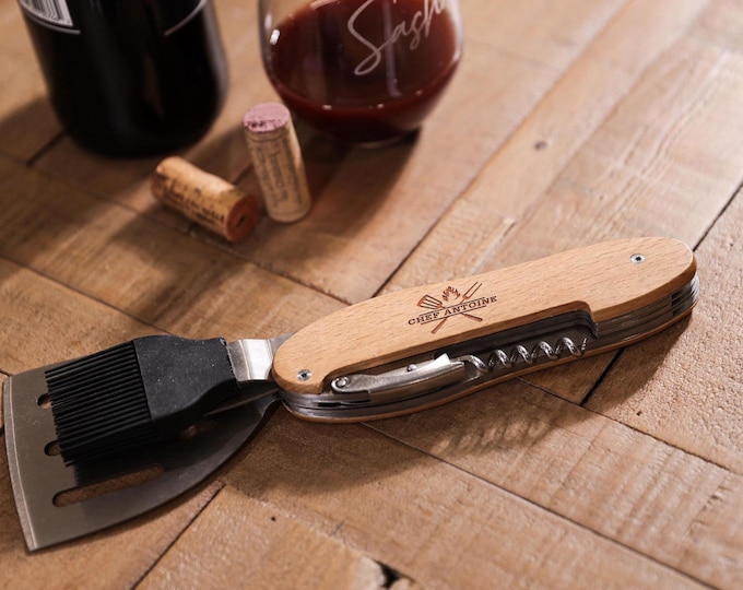 Personalized Grill Accessories, Engraved BBQ set, Customized Multi Tool Grill Utensil Set, Christmas, Father's Day, Chef, Husband Gift