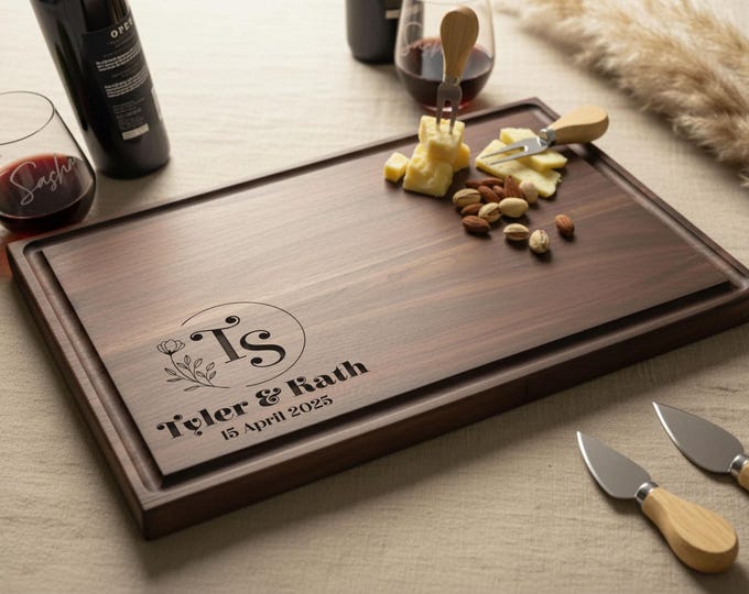 Personalized Cutting Board – Wedding Gift For Couples: Custom Engraved Charcuterie Board