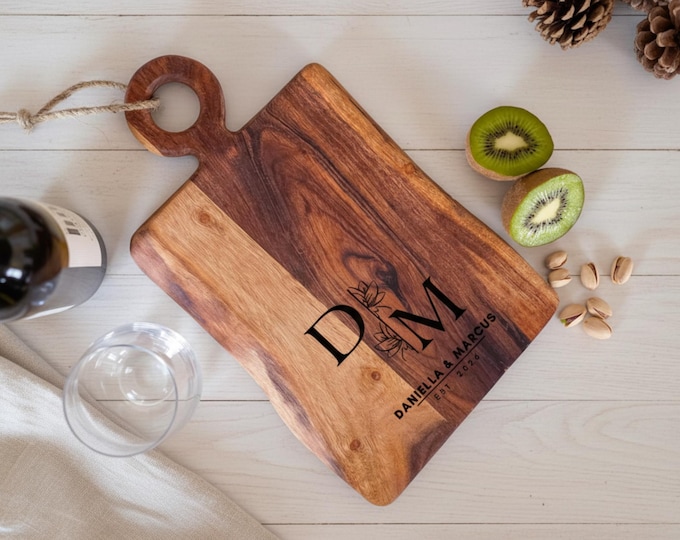 Monogrammed Live Edge Cutting Board: Rustic, Cottage, Cabin Gift