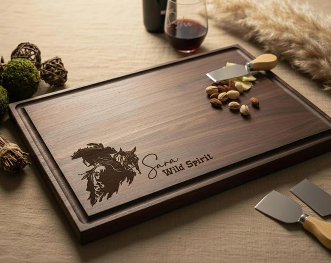 Personalized Charcuterie Board – Cowgirl: Custom Cutting Board, Gift For Her, Western Cowgirl, Wild Spirit, Wife, Daughter, Girlfriend