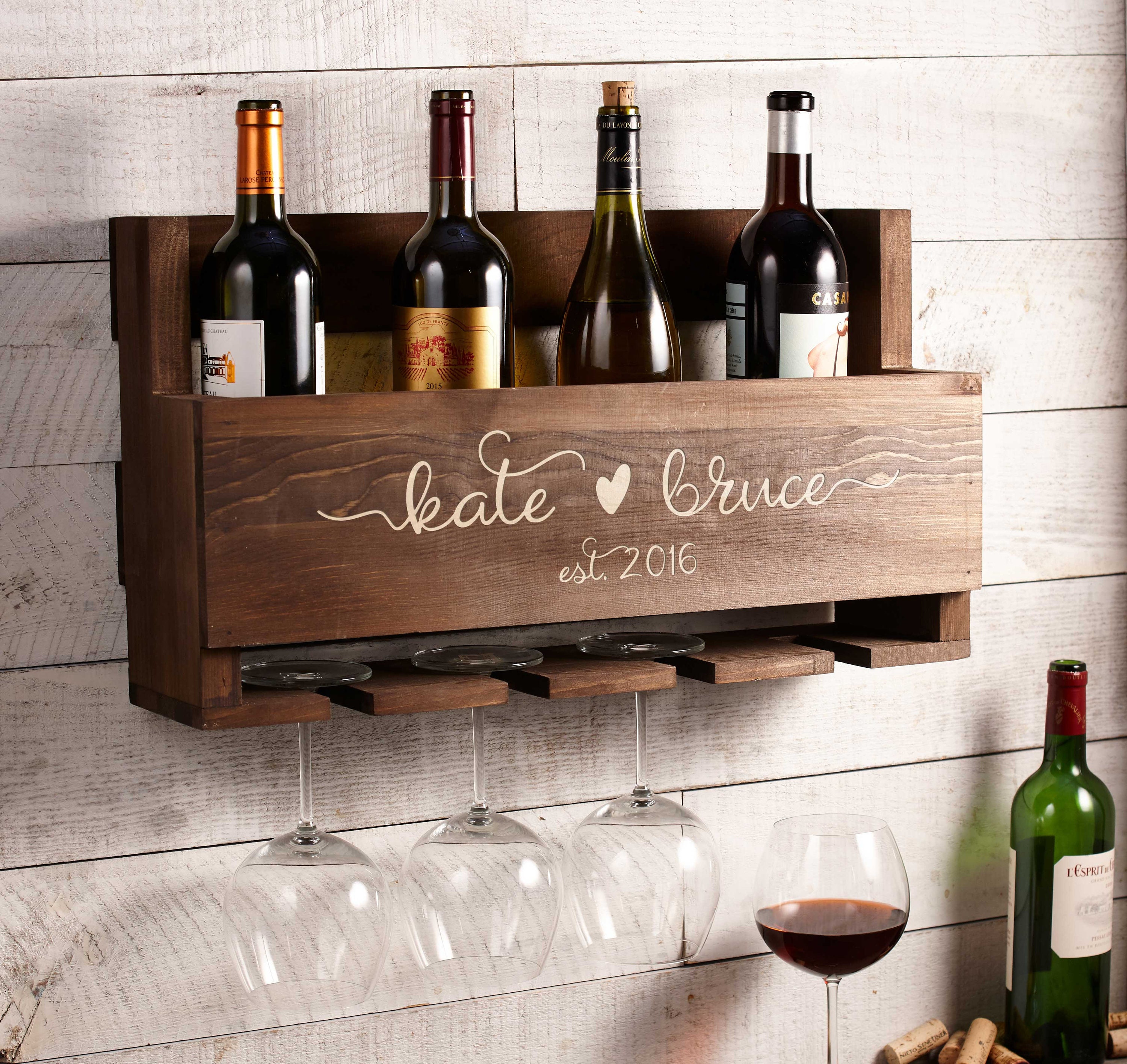Personalized Wine Rack- Rustic Wood Wine Display - 5 Bottle - Unique  Wedding Gift - 5th Anniversary Gift- Holiday Wine Accessories — Rusticcraft  Designs