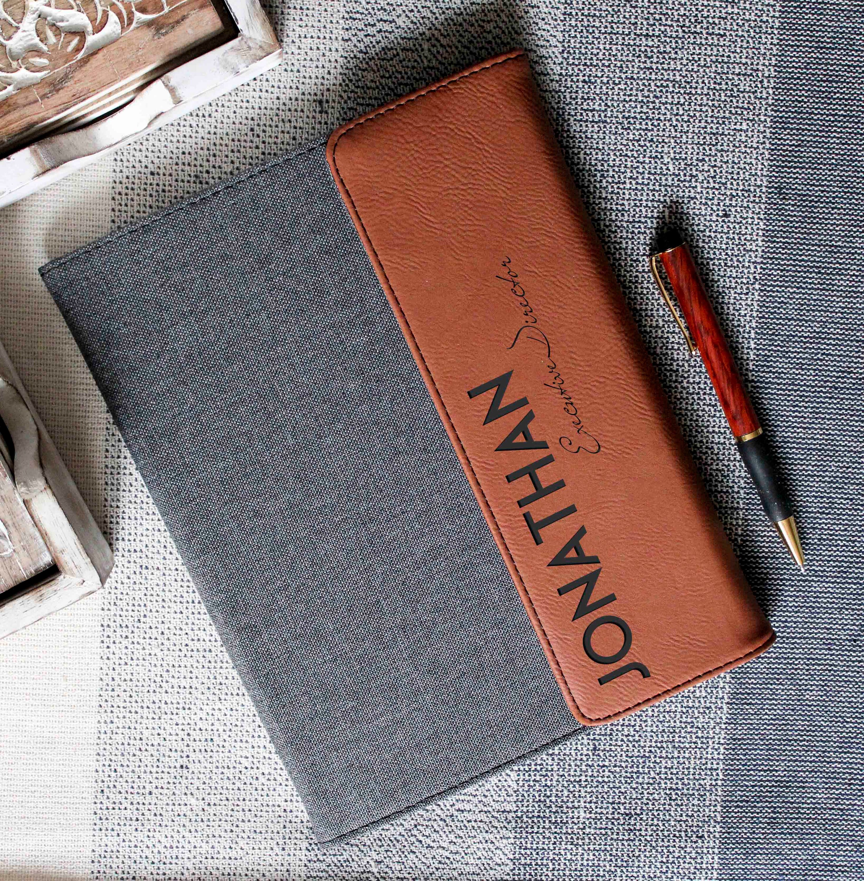 Personalized Leatherette Canvas Portfolios, Personalized notepad