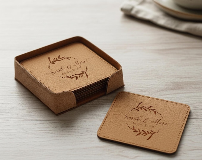 Personalized Cork coasters, Housewarming gifts, Wedding gifts, Custom engraved coasters, Thank you gift, Gift for the couple, Christmas gift