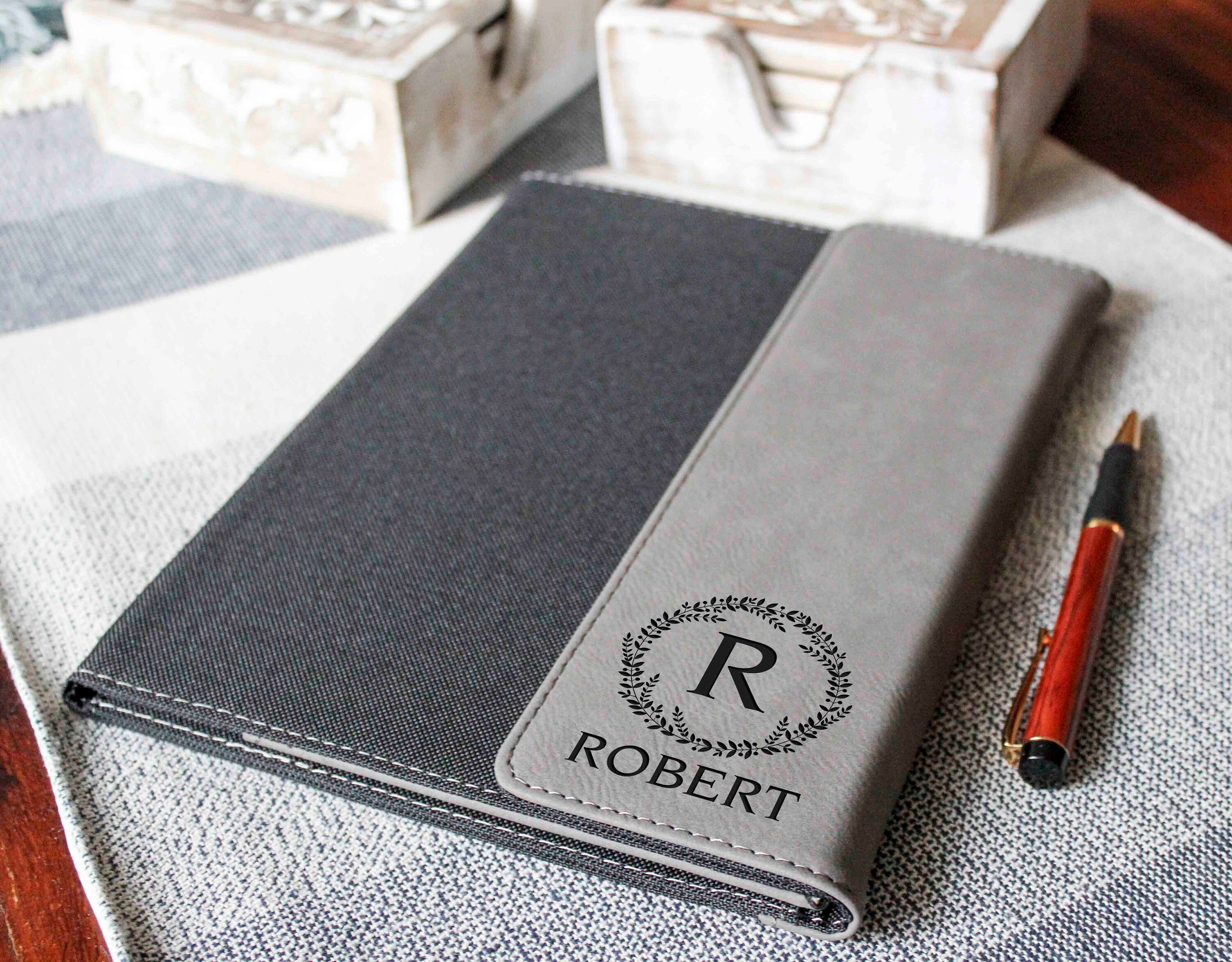 Personalized Leatherette Canvas Portfolios, Personalized notepad