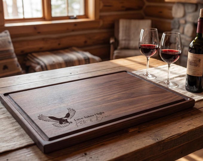 Personalized Eagle Cutting Board - Custom Engraved Anniversary Gift for the Couple