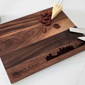 Personalized cutting board, City Skyline: Custom Engraved Charcuterie Board, Couples Gift, Engagement Gift, Housewarming Gift