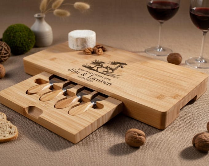 Personalized Charcuterie Board – Horse-Lover Couple: Custom Engraved  Cheese Board, Housewarming, Kitchen Decor, Wedding, Hosting Gift