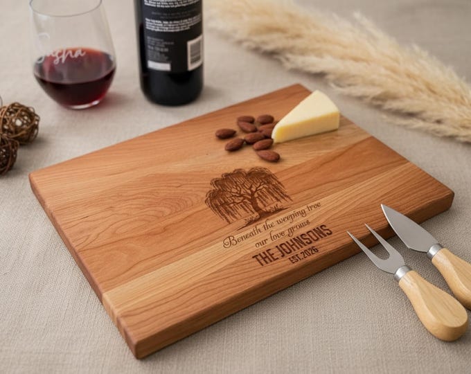 Personalized cutting board – Weeping Tree: Customized Charcuterie for Wedding, New Beginning, Housewarming, Anniversary Gift for the Couple