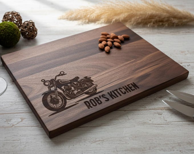 Personalized Cutting Board, Motorcycle Riders: Custom Engraved Charcuterie Board- Bike Enthusiasts, Biker Life, Harley Lovers Gift