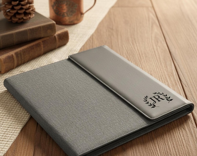 Personalized Leather Canvas Portfolio - Custom Monogrammed Notepad - Graduation, Boss, Business, Professionals, Coworker, Teacher Gift