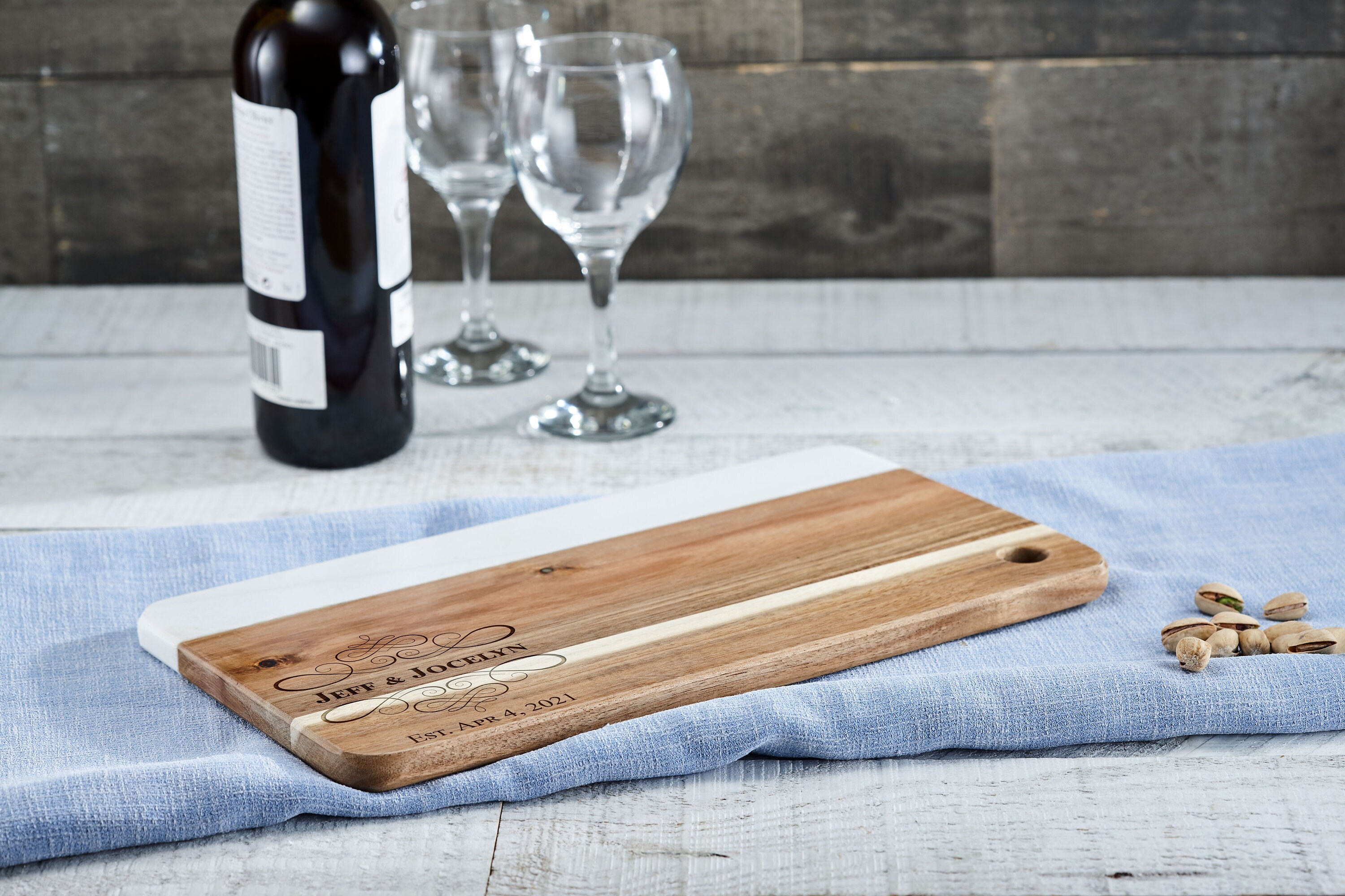 Personalized cheese board wood and marble, Custom cheese board ...