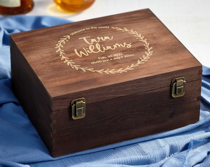 Personalized wooden gift box, Engraved Name Box, Wooden Keepsake box, Groomsman gift box, Rustic Gift Box, Christmas gift box