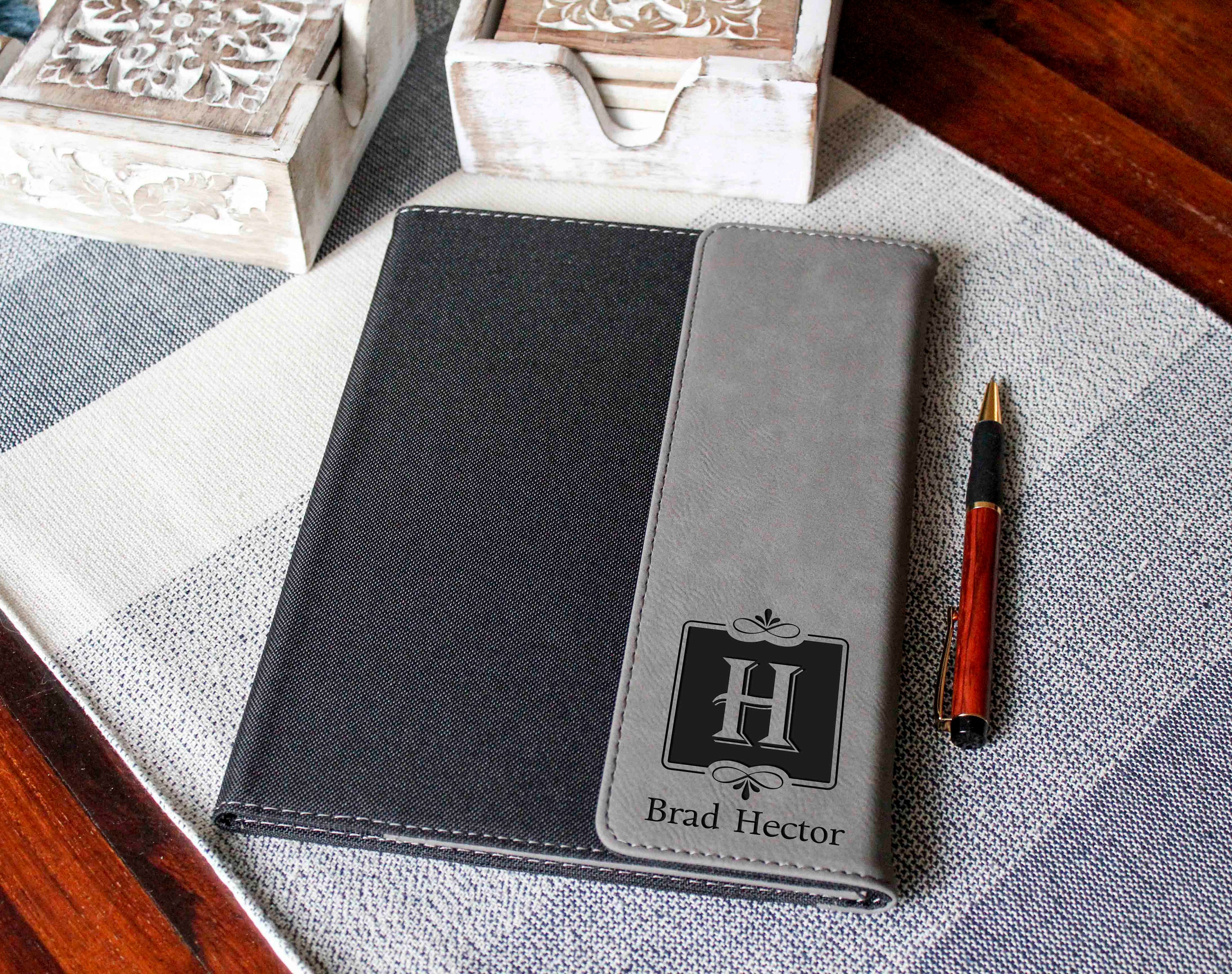 Personalized Leatherette Canvas Portfolios, Personalized notepad