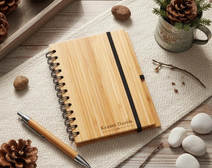 Personalized Journal, customized bamboo journal, Monogrammed journal, Engraved bamboo journal, lined journal, Personalized notebook