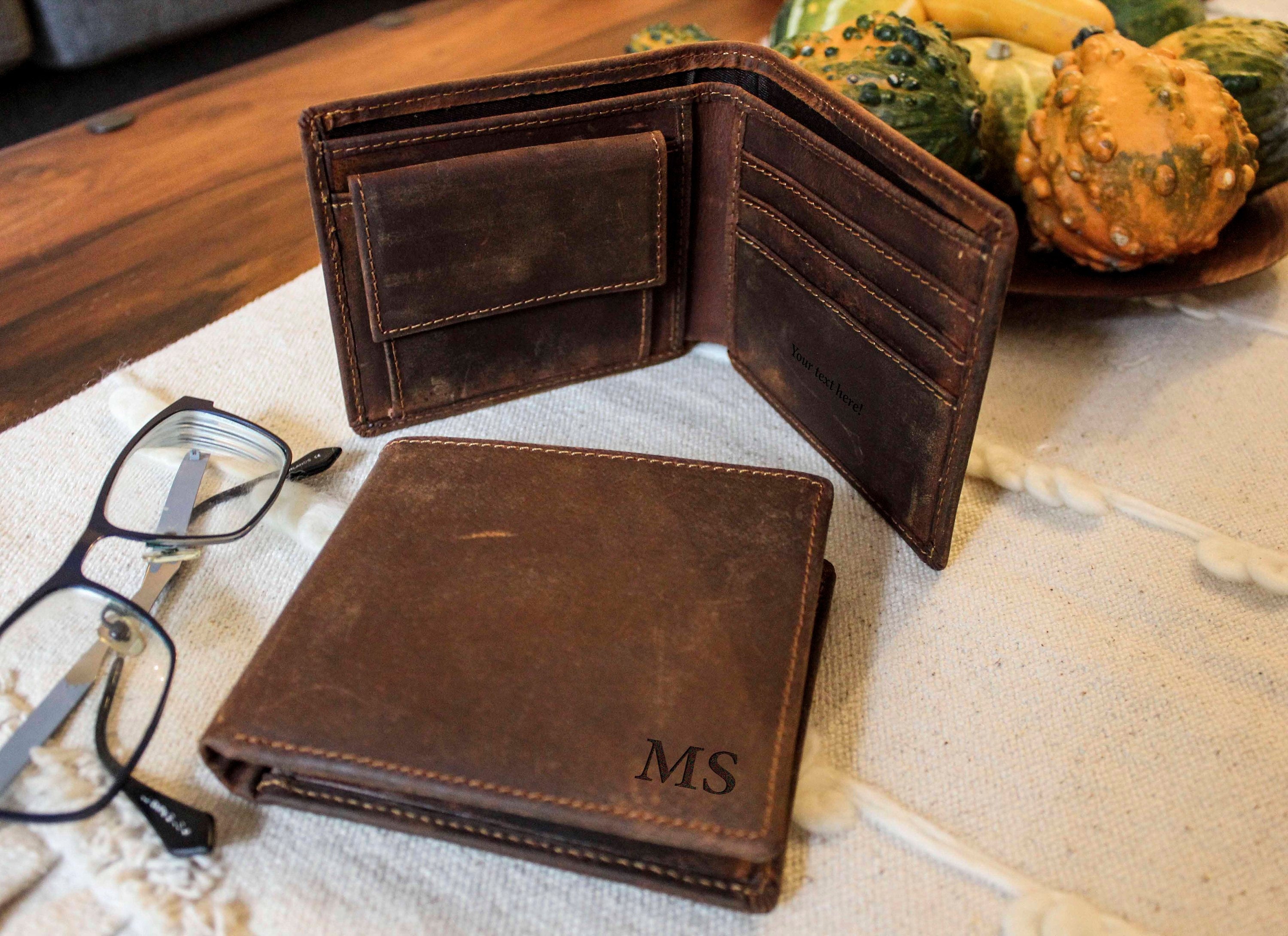 Mens wallet, Cowhide Leather Wallet, personalized wallet, Fathers day