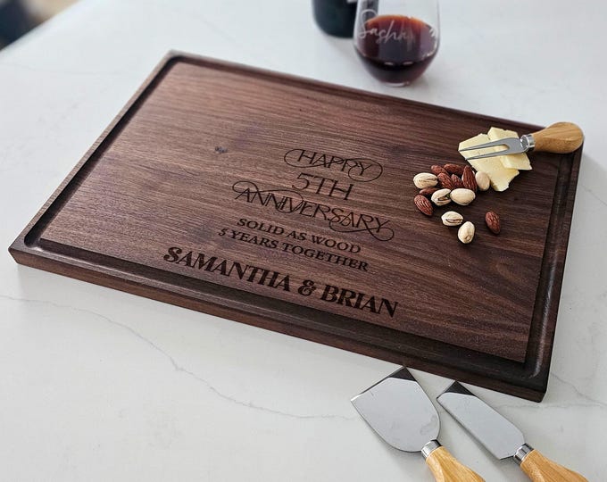Personalized Cutting Board – Couple Anniversary: Custom Charcuterie Board | Wedding, Engagement, Anniversary, Housewarming Gifts