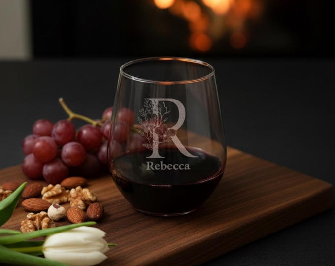 Personalized wine Glass, wine glasses, Stemless wine glass, Engraved Glass, Monogram wine Glass, wedding gifts, bridesmaid gifts