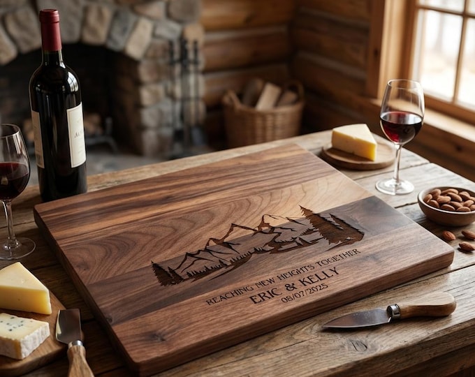 Personalized Cutting Board, Nature Lover: Custom Charcuterie Board, Outdoors, Forest, Gift for Couple, Hosting Gift, Anniversary Gift