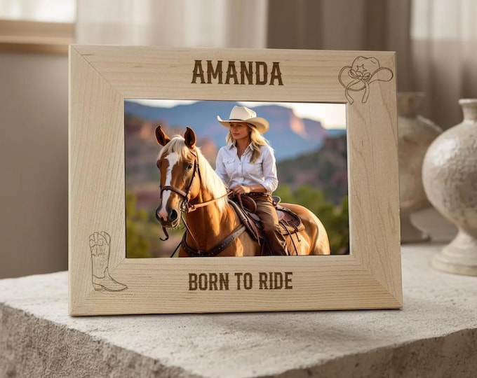 Custom Cowgirl Picture Frame: Personalized Wood Photo Frame