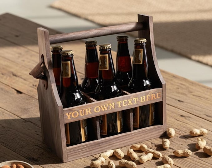 Personalized Beer Caddy, Wooden beer Carrier,  Six Pack Beer Holder, Father's day gift, Gift for him, Groomsman Gift, Christmas Gift