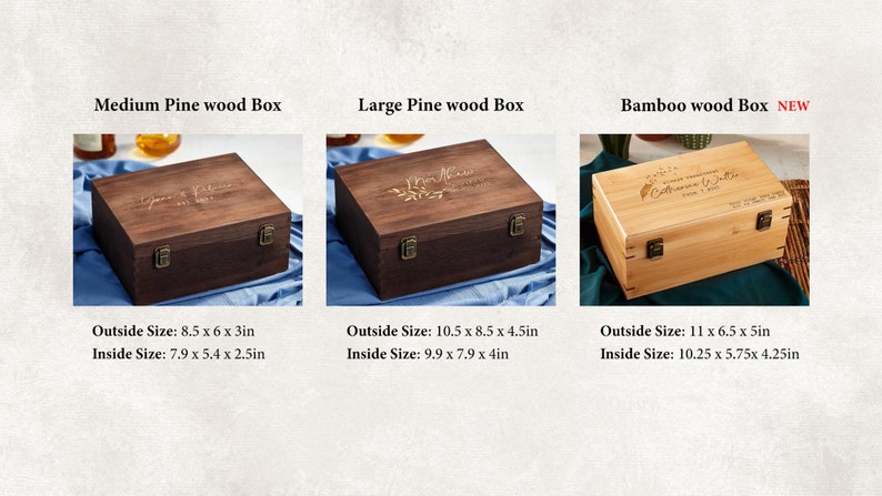 Personalized Wood Wedding Gift Box, Custom Engraved Keepsake Box for Couples image 15